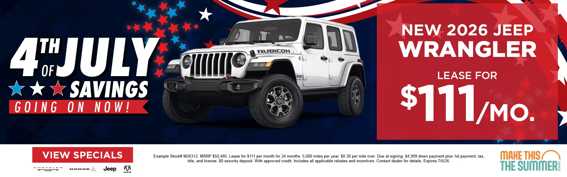 New 2026 Jeep Wrangler - Lease for $111 a month